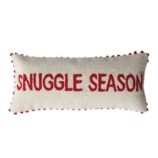 "Snuggle Season" Pillow w/Pom Poms