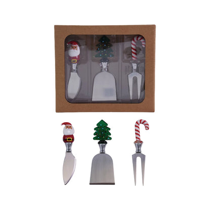 Hand-Blown Glass Holiday Cheese Knife Set