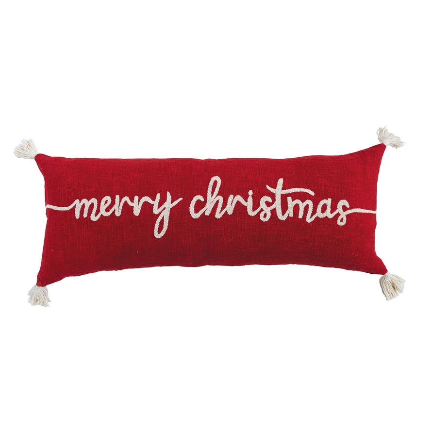 "Merry Christmas" Pillow w/Tassels