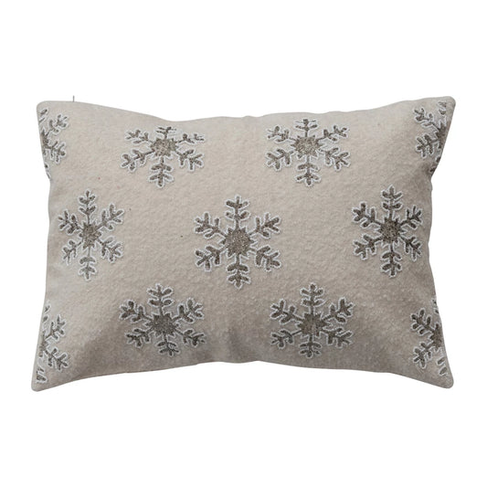 Lumbar Pillow with Beaded Snowflakes
