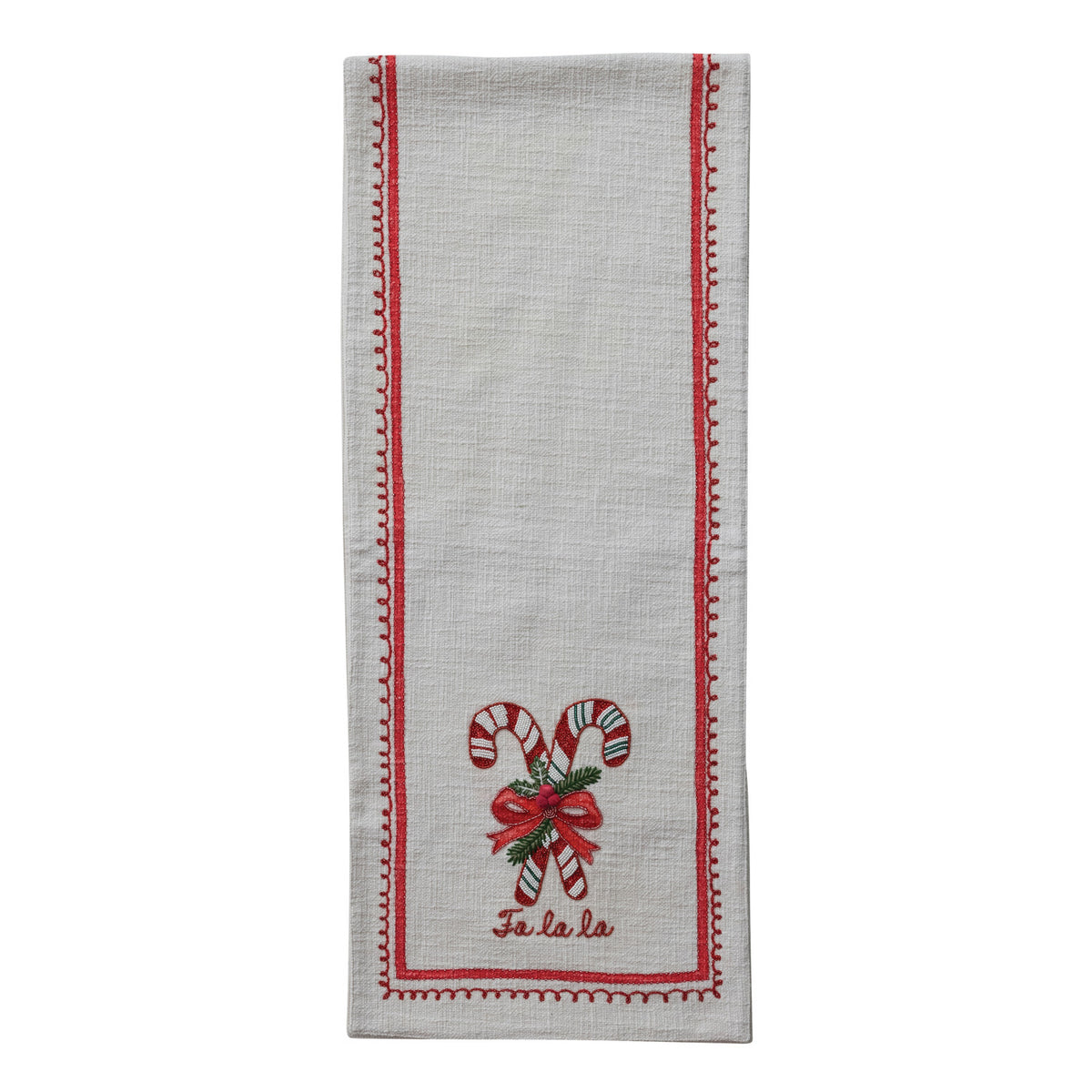 Table Runner w/ Embroidered Candy Canes