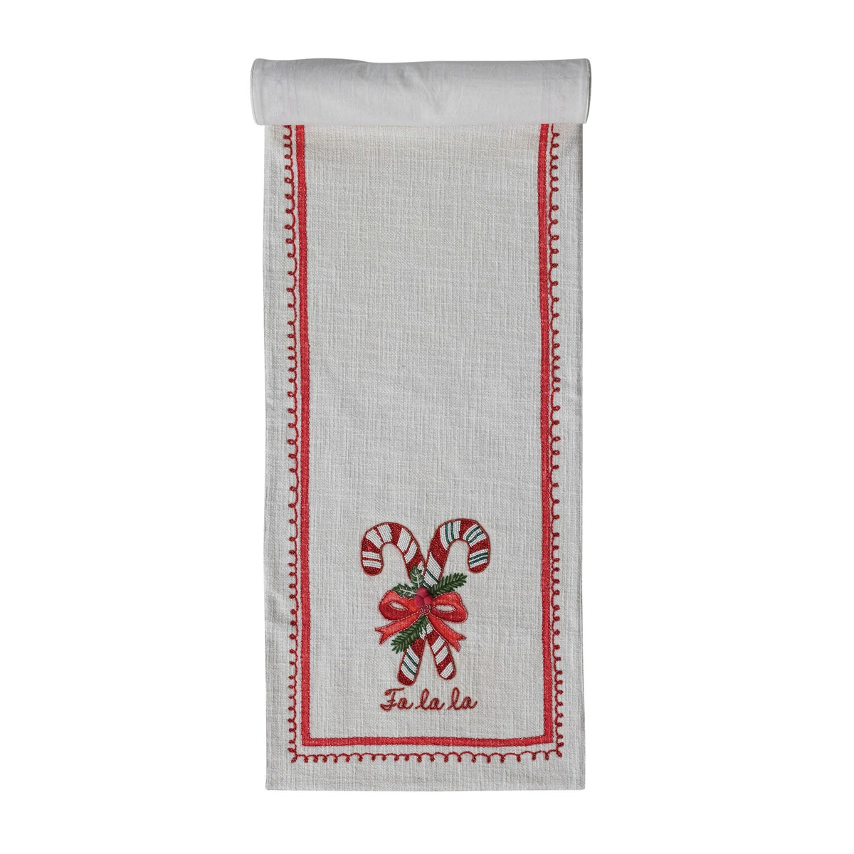 Table Runner w/ Embroidered Candy Canes