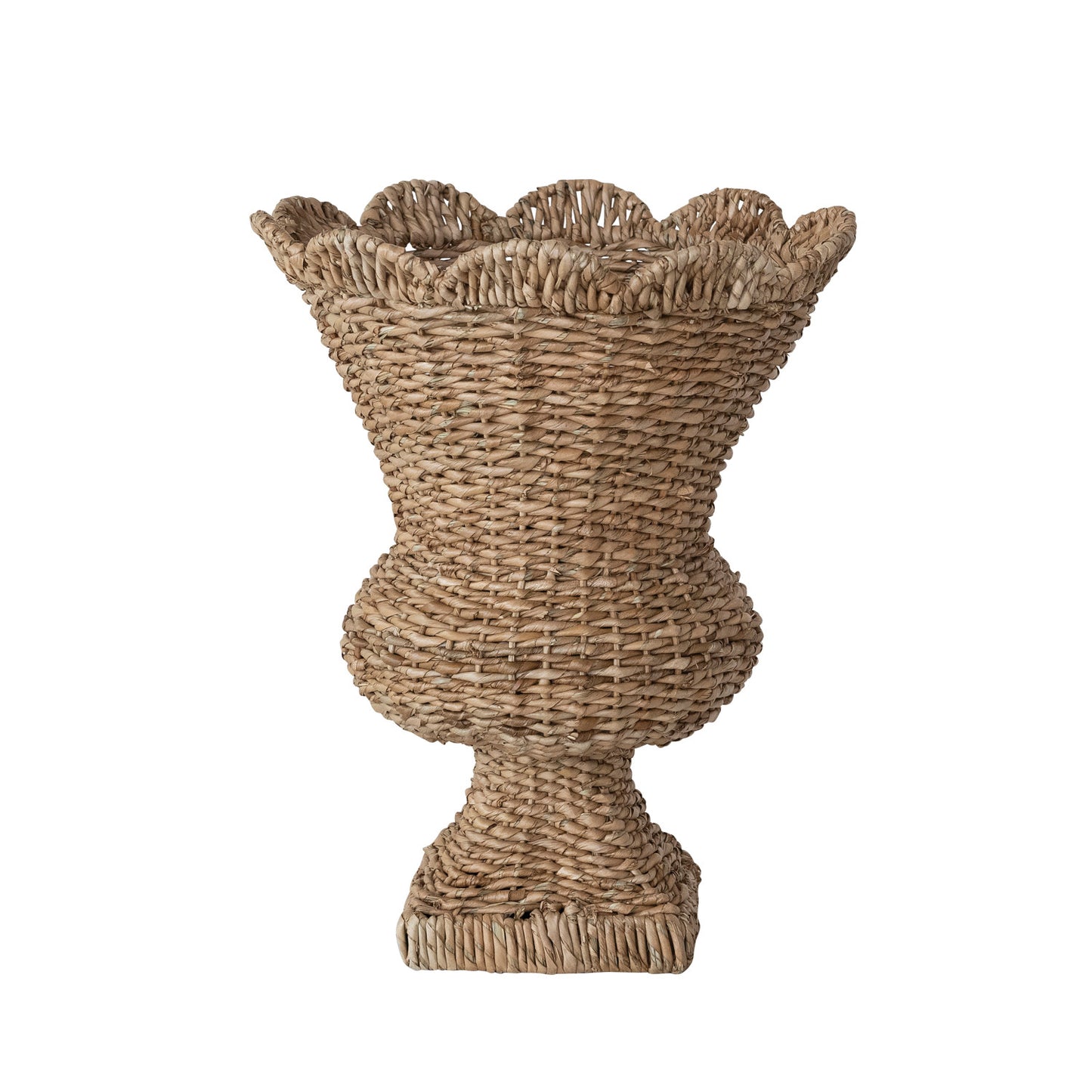 Hand-Woven Rattan Scalloped Planter