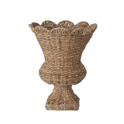 Hand-Woven Rattan Scalloped Planter