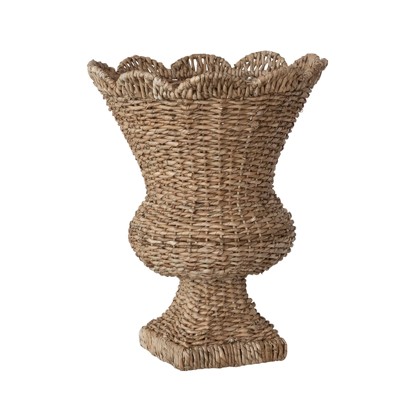 Hand-Woven Rattan Scalloped Planter