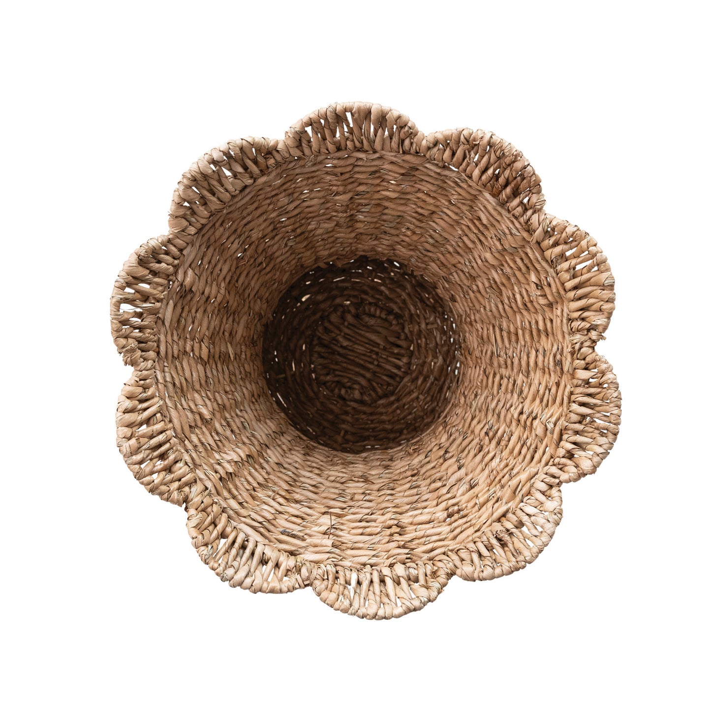 Hand-Woven Rattan Scalloped Planter