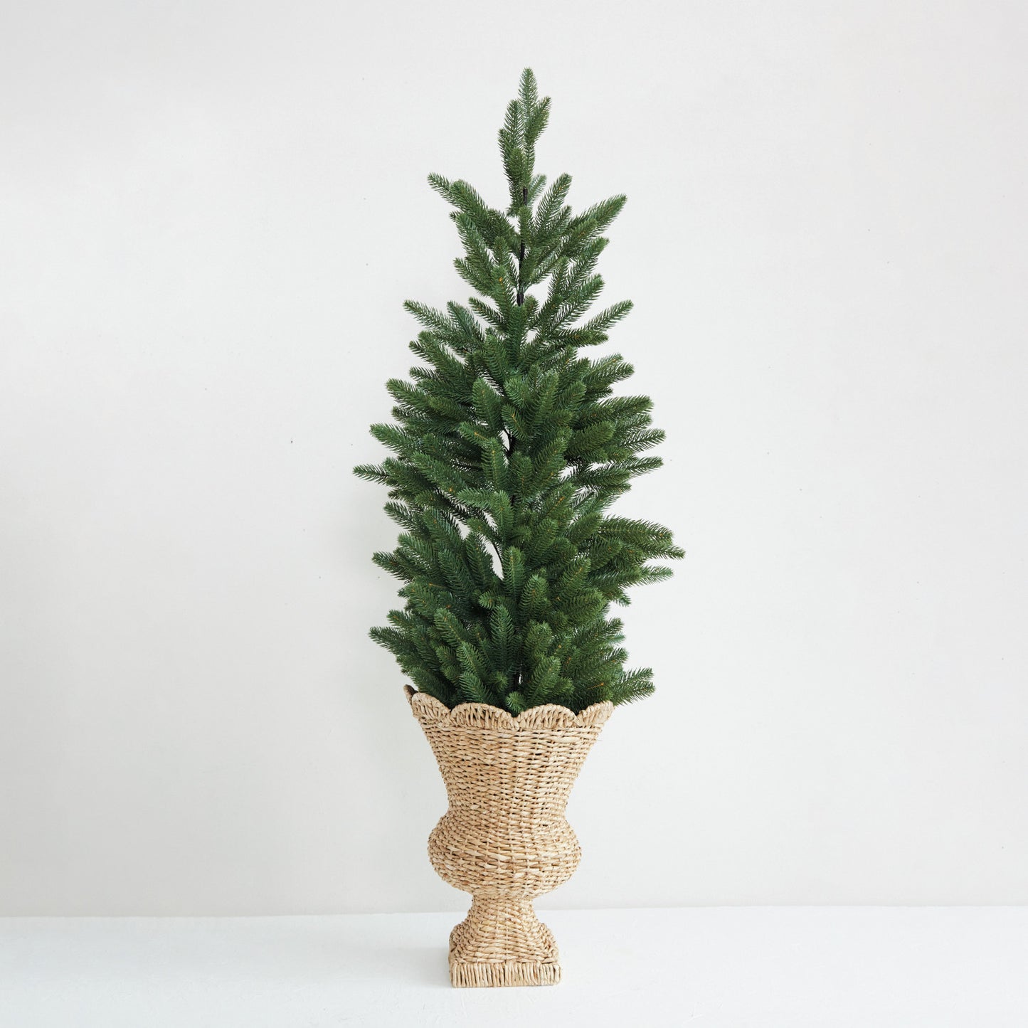 Hand-Woven Rattan Scalloped Planter