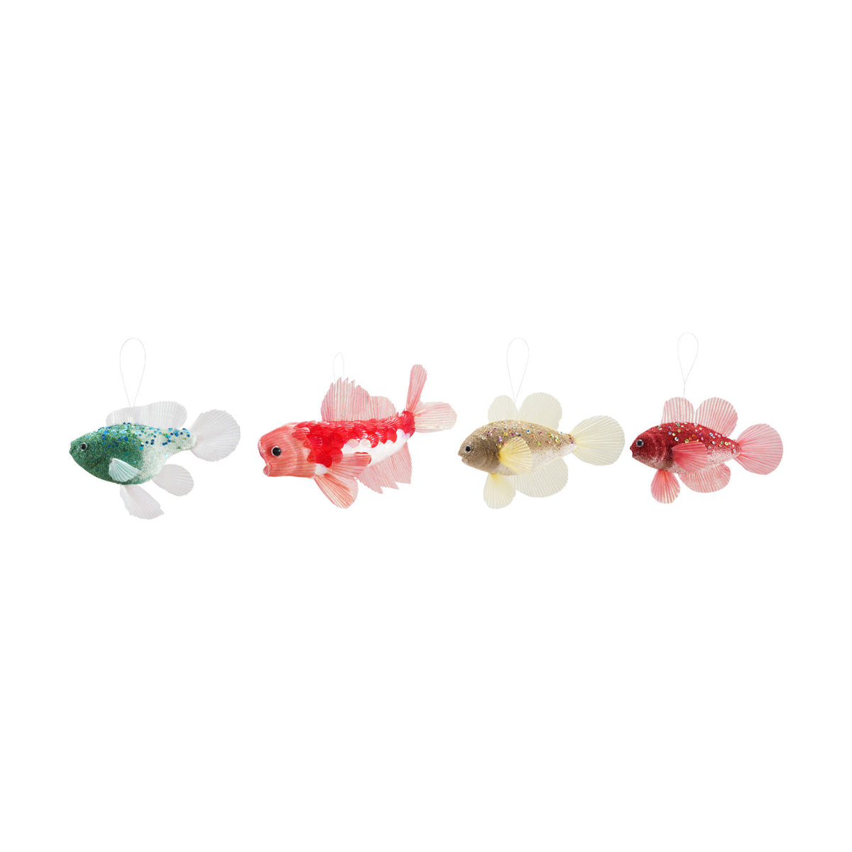 Fish Ornament w/ Glitter, Sequins, Beads, 4 Styles