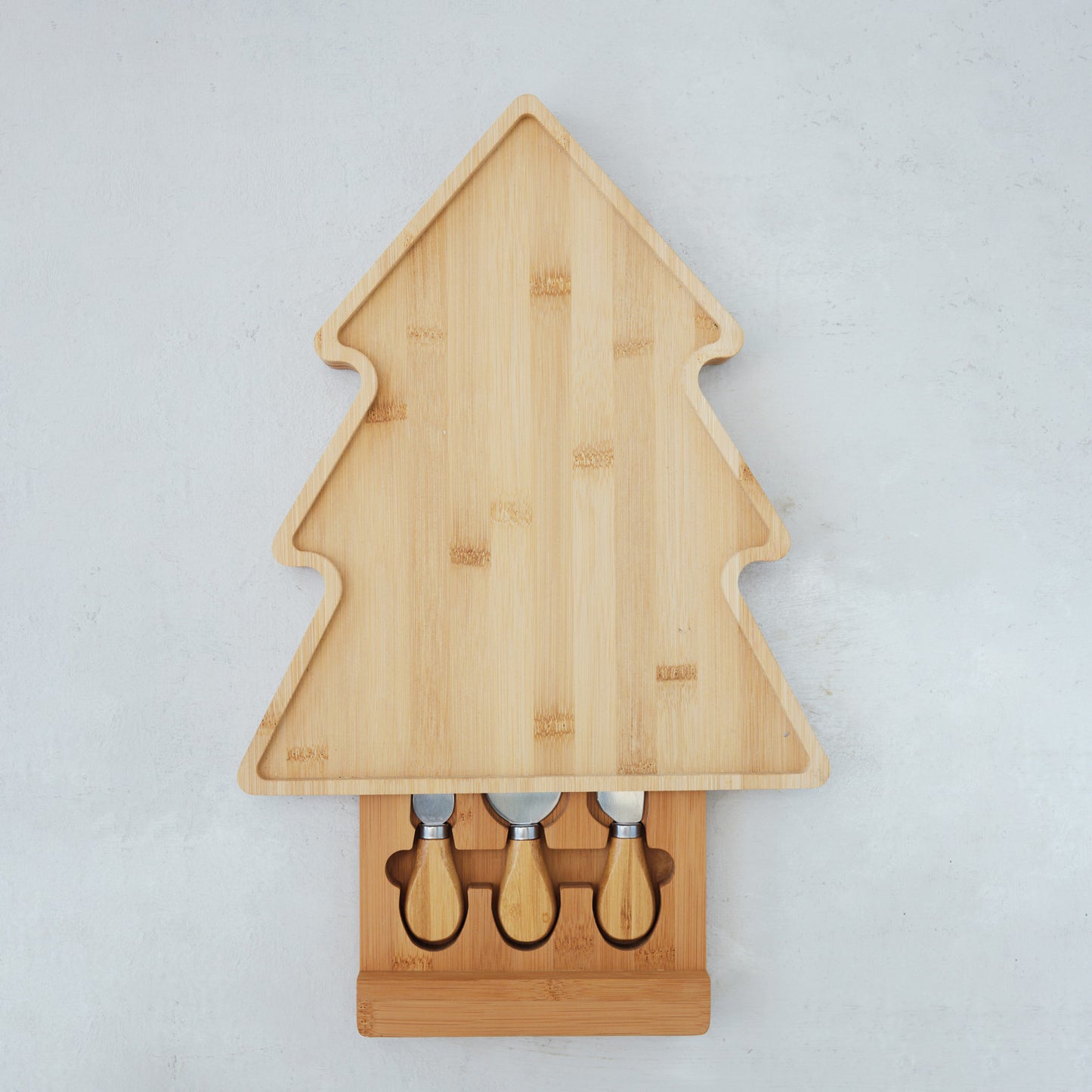 Tree Serving Board w/ Cheese Knives, Set