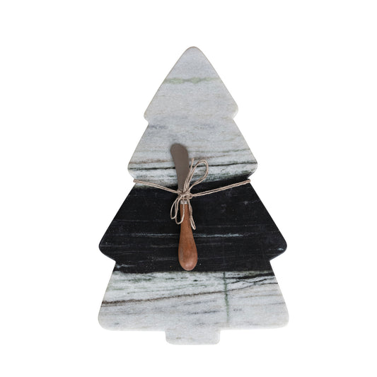 Marble Tree Board Black melange w/Knife