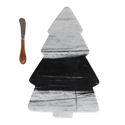 Marble Tree Board Black melange w/Knife