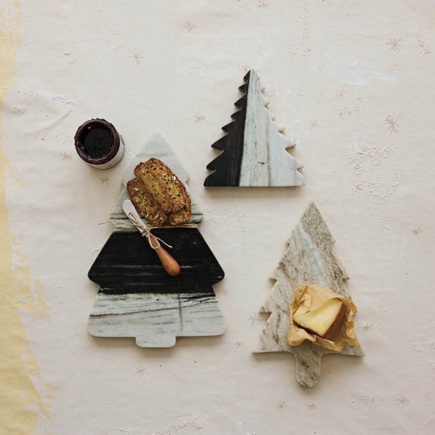 Marble Tree Board Black melange w/Knife