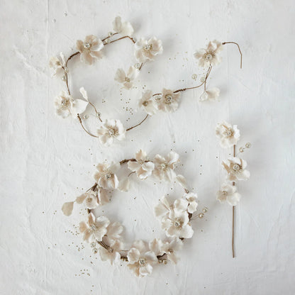 Magnolia Flower Garland with Glitter & Jewels