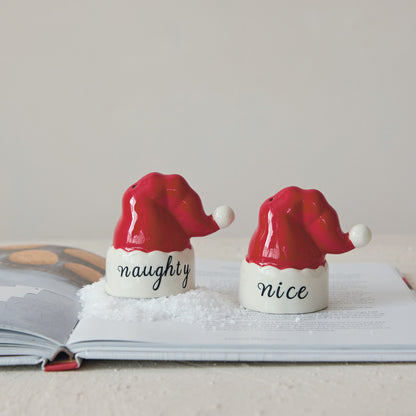 Santa Hat Salt & Pepper Shakers, Set/ 2