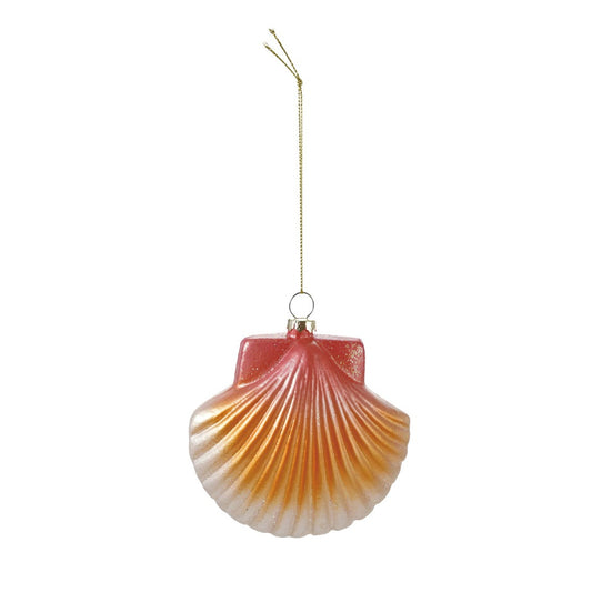 Glass Shell Ornament - Pink,Tan